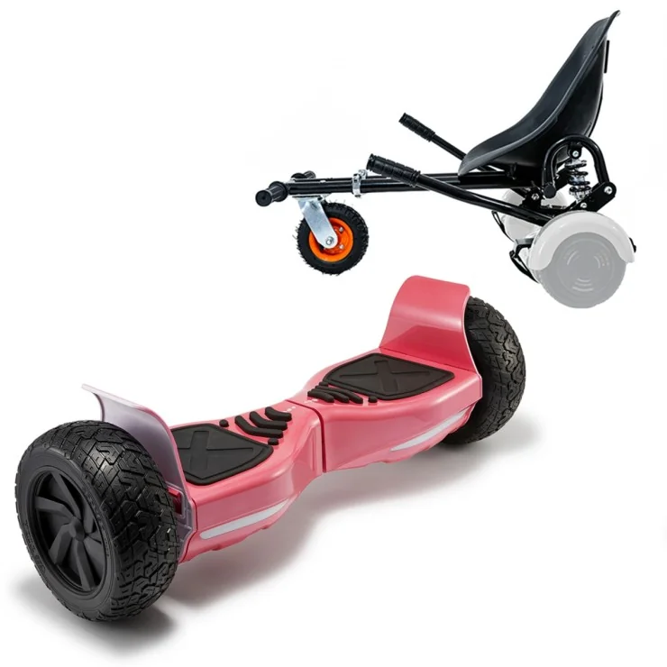 8.5 inch Hoverboard with Suspensions Hoverkart, Hummer Red, Standard Range and Black Seat with Double Suspension Set, Smart Balance