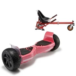 8.5 inch Hoverboard with Suspensions Hoverkart, Hummer Red, Standard Range and Red Seat with Double Suspension Set, Smart Balance