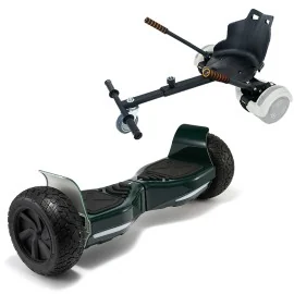 8.5 inch Hoverboard with Standard Hoverkart, Hummer Green, Standard Range and Black Ergonomic Seat, Smart Balance