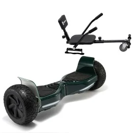 8.5 inch Hoverboard with Comfort Hoverkart, Hummer Green, Standard Range and Black Comfort Seat, Smart Balance