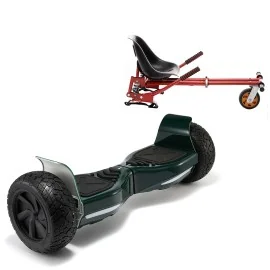 Hoverboard 8.5 Pouces et Hoverkart avec Amortisseurs, Hummer Green, Standard Autonomie et Hoverkart Rouge avec Amortisseurs, Smart Balance