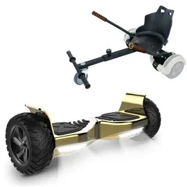 8.5 inch Hoverboard with Standard Hoverkart, Hummer Gold, Standard Range and Black Ergonomic Seat, Smart Balance