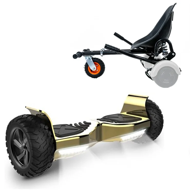 8.5 inch Hoverboard with Suspensions Hoverkart, Hummer Gold, Standard Range and Black Seat with Double Suspension Set, Smart Balance