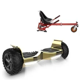 8.5 inch Hoverboard with Suspensions Hoverkart, Hummer Gold, Standard Range and Red Seat with Double Suspension Set, Smart Balance