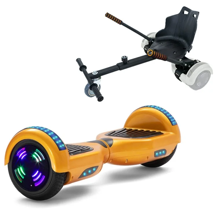 6.5 inch Hoverboard met Standaard Hoverkart, Regular Gold Junior, Standard Afstand en Zwarte Hoverkart, Smart Balance