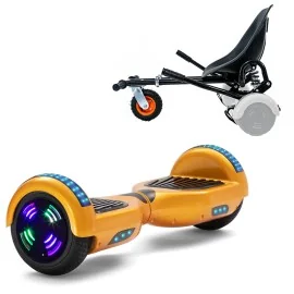 6.5 inch Hoverboard with Suspensions Hoverkart, Regular Gold Junior, Standard Range and Black Seat with Double Suspension Set, Smart Balance