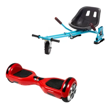 6.5 inch Hoverboard with Hoverkart, Suspension PRO Seat, Blue, 15 km/h, UL2272 Certified, Bluetooth, Led Lighting, 700W Power, 4Ah Battery, Smart Balance, Regular Red