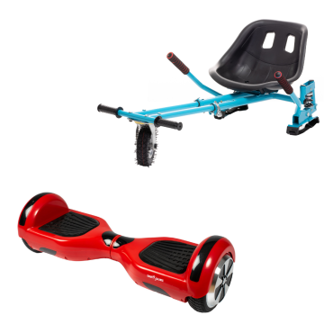 Paquet Go-Kart Hoverboard, Smart Balance Regular Red, 6.5 Pouces, Deux Moteurs 36V, 700Watts, Bluetooth, Lumieres LED , Hoverkar