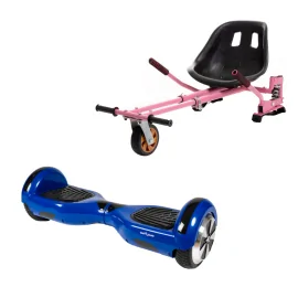 6.5 inch Hoverboard with Hoverkart, Suspension PRO Seat, Pink, 15 km/h, UL2272 Certified, Bluetooth, Led Lighting, 700W Power, 4Ah Battery, Smart Balance, Regular Blue