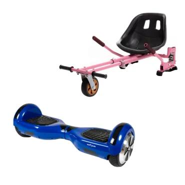 Pacchetto Hoverboard Go-Kart, Smart Balance Regular Blue, 6.5 Pollici, Doppio Motore 36V, 700Wat, Altoparlanti Bluetooth, Luci L