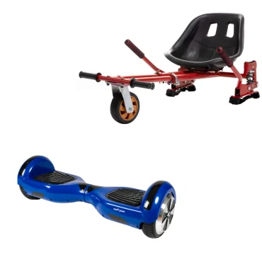 Hoverboard Go-Kart Pack, Smart Balance Regular Blue, 6.5 Tommer, dubbele motoren 36V, 700 Wat, Bluetooth-luidsprekers, LED-verl
