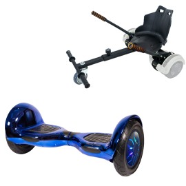 10 inch Hoverboard with Standard Hoverkart, Off-Road ElectroBlue PRO, Extended Range and Black Ergonomic Seat, Smart Balance