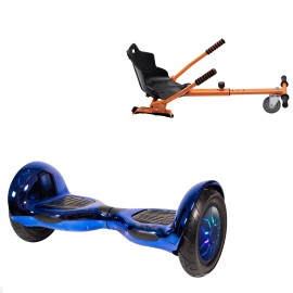 10 inch Hoverboard with Standard Hoverkart, Off-Road ElectroBlue PRO, Extended Range and Orange Ergonomic Seat, Smart Balance