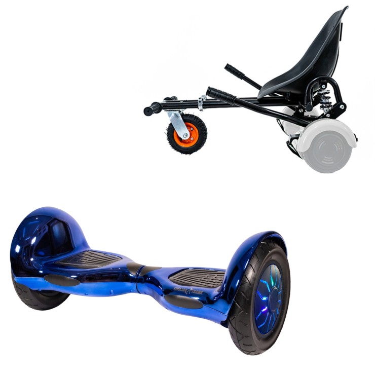 Pakke Hoverboard Go Kart med Støddæmpere, 10 tommer, Off-Road ElectroBlue PRO, Lang Rækkevidde, og Sort Hoverkart med Støddæmpere, Smart Balance Segboard