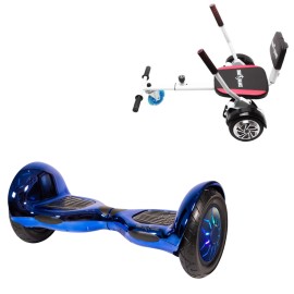 Hoverboard 10 pouces et Comfort Hoverkart Kit, Off-Road ElectroBlue PRO, Standard Autonomie et Hoverkart Comfort Blanc, Smart Balance