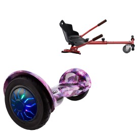 10 inch Hoverboard with Standard Hoverkart, Off-Road Galaxy PRO, Extended Range and Red Ergonomic Seat, Smart Balance