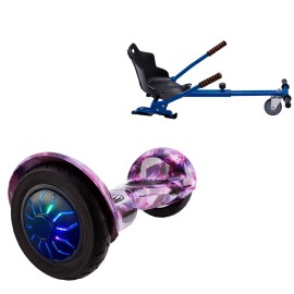 10 inch Hoverboard with Standard Hoverkart, Off-Road Galaxy PRO, Standard Range and Blue Ergonomic Seat, Smart Balance