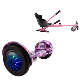 10 inch Hoverboard with Standard Hoverkart, Off-Road Galaxy PRO, Standard Range and Pink Ergonomic Seat, Smart Balance
