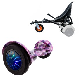 10 inch Hoverboard with Suspensions Hoverkart, Off-Road Galaxy PRO, Standard Range and Black Seat with Double Suspension Set, Smart Balance