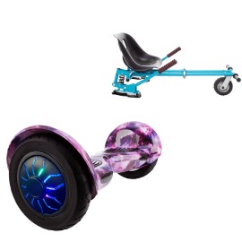 10 inch Hoverboard with Suspensions Hoverkart, Off-Road Galaxy PRO, Standard Range and Blue Seat with Double Suspension Set, Smart Balance