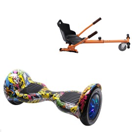 Pakke Hoverboard Standard Go Kart, 10 tommer, Off-Road HipHop PRO, Lang Rækkevidde, og Orange Hoverkart, Smart Balance Segboard