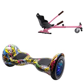 Pakke Hoverboard Standard Go Kart, 10 tommer, Off-Road HipHop PRO, Lang Rækkevidde, og Lyserød Hoverkart, Smart Balance Segboard