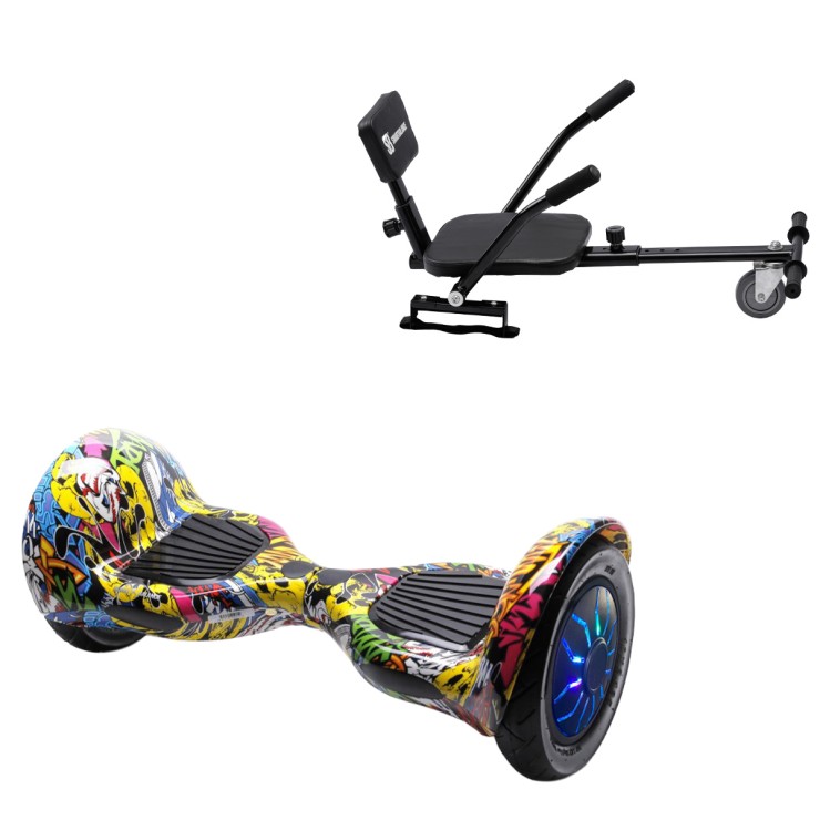 Pakke Hoverboard Comfort Go Kart, 10 tommer, Off-Road HipHop PRO, Lang Rækkevidde, og Sort Comfort Hoverkart, Smart Balance Segboard