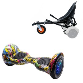 Pakke Hoverboard Go Kart med Støddæmpere, 10 tommer, Off-Road HipHop PRO, Lang Rækkevidde, og Sort Hoverkart med Støddæmpere, Smart Balance Segboard
