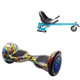 Pakke Hoverboard Go Kart med Støddæmpere, 10 tommer, Off-Road HipHop PRO, Lang Rækkevidde, og Blå Hoverkart med Støddæmpere, Smart Balance Segboard