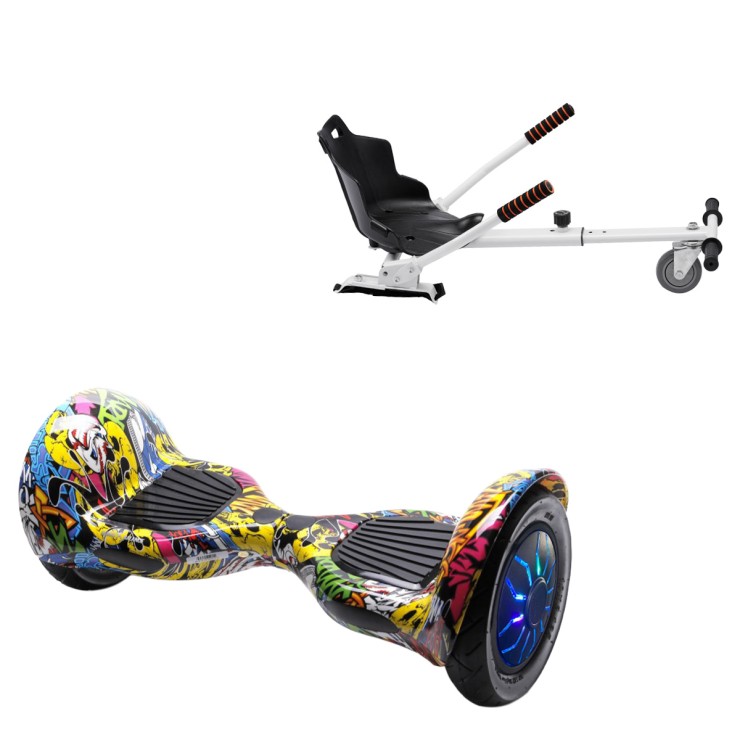 Hoverboard 10 Pouces et Standard Hoverkart Kit, Off-Road HipHop PRO, Standard Autonomie et Hoverkart Blanc Standard, Smart Balance