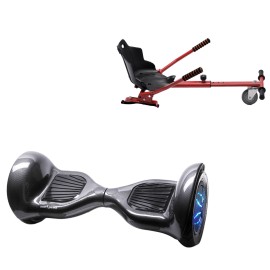 Pakke Hoverboard Standard Go Kart, 10 tommer, Off-Road Carbon PRO, Lang Rækkevidde, og Rød Hoverkart, Smart Balance Segboard