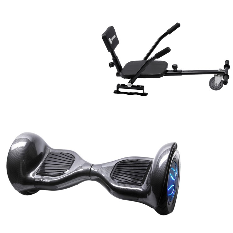 Pakke Hoverboard Comfort Go Kart, 10 tommer, Off-Road Carbon PRO, Lang Rækkevidde, og Sort Comfort Hoverkart, Smart Balance Segboard