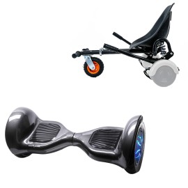 Pakke Hoverboard Go Kart med Støddæmpere, 10 tommer, Off-Road Carbon PRO, Lang Rækkevidde, og Sort Hoverkart med Støddæmpere, Smart Balance Segboard