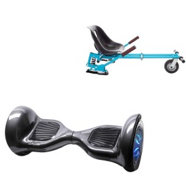 Pakke Hoverboard Go Kart med Støddæmpere, 10 tommer, Off-Road Carbon PRO, Lang Rækkevidde, og Blå Hoverkart med Støddæmpere, Smart Balance Segboard