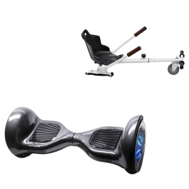 Hoverboard 10 Pouces et Standard Hoverkart Kit, Off-Road Carbon PRO, Standard Autonomie et Hoverkart Blanc Standard, Smart Balance