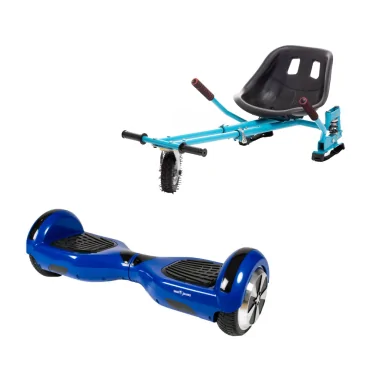 6.5 inch Hoverboard with Hoverkart, Suspension PRO Seat, Blue, 15 km/h, UL2272 Certified, Bluetooth, Led Lighting, 700W Power, 4Ah Battery, Smart Balance, Regular Blue