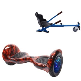 Pakke Hoverboard Standard Go Kart, 10 tommer, Off-Road Flame PRO, Lang Rækkevidde, og Blå Hoverkart, Smart Balance Segboard