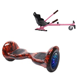 Pakke Hoverboard Standard Go Kart, 10 tommer, Off-Road Flame PRO, Lang Rækkevidde, og Lyserød Hoverkart, Smart Balance Segboard