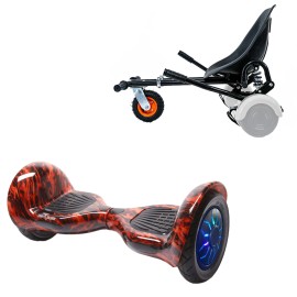 Pakke Hoverboard Go Kart med Støddæmpere, 10 tommer, Off-Road Flame PRO, Lang Rækkevidde, og Sort Hoverkart med Støddæmpere, Smart Balance Segboard