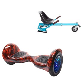 Pakke Hoverboard Go Kart med Støddæmpere, 10 tommer, Off-Road Flame PRO, Lang Rækkevidde, og Blå Hoverkart med Støddæmpere, Smart Balance Segboard