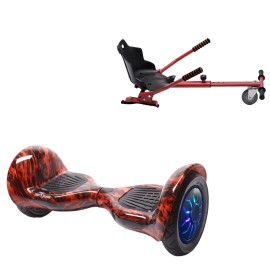 10 inch Hoverboard with Standard Hoverkart, Off-Road Flame PRO, Standard Range and Red Ergonomic Seat, Smart Balance
