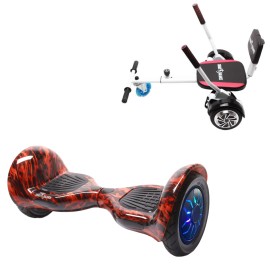 Hoverboard 10 pouces et Comfort Hoverkart Kit, Off-Road Flame PRO, Standard Autonomie et Hoverkart Comfort Blanc, Smart Balance