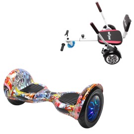 Pakke Hoverboard Comfort Go Kart, 10 tommer, Off-Road HipHop Orange PRO, Lang Rækkevidde, og Hvid Comfort Hoverkart, Smart Balance Segboard