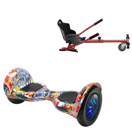 Pakke Hoverboard Standard Go Kart, 10 tommer, Off-Road HipHop Orange PRO, Standard Rækkevidde, og Rød Hoverkart, Smart Balance Segboard