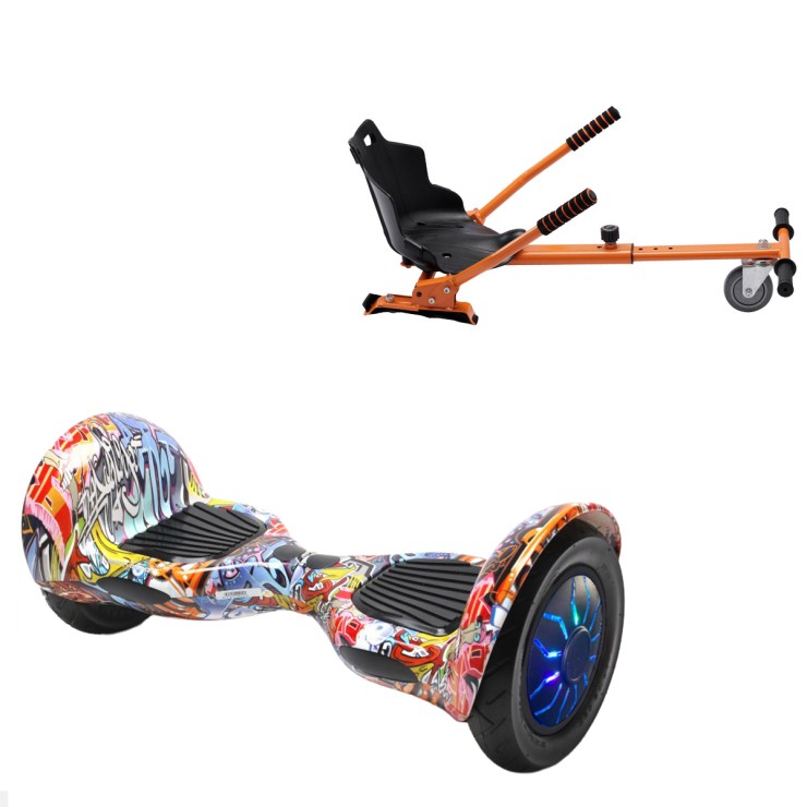 Pakke Hoverboard Standard Go Kart, 10 tommer, Off-Road HipHop Orange PRO, Standard Rækkevidde, og Orange Hoverkart, Smart Balance Segboard