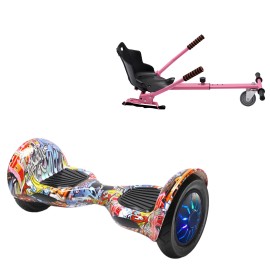Pakke Hoverboard Standard Go Kart, 10 tommer, Off-Road HipHop Orange PRO, Standard Rækkevidde, og Lyserød Hoverkart, Smart Balance Segboard