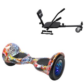 Pakke Hoverboard Comfort Go Kart, 10 tommer, Off-Road HipHop Orange PRO, Standard Rækkevidde, og Sort Comfort Hoverkart, Smart Balance Segboard