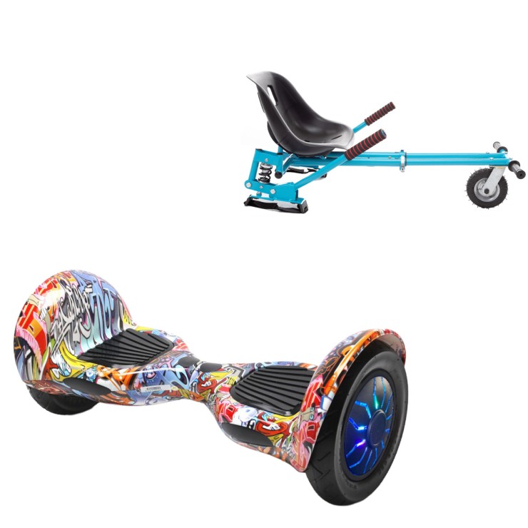 Pakke Hoverboard Go Kart med Støddæmpere, 10 tommer, Off-Road HipHop Orange PRO, Standard Rækkevidde, og Blå Hoverkart med Støddæmpere, Smart Balance Segboard