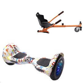 10 inch Hoverboard with Standard Hoverkart, Off-Road Splash PRO, Extended Range and Orange Ergonomic Seat, Smart Balance