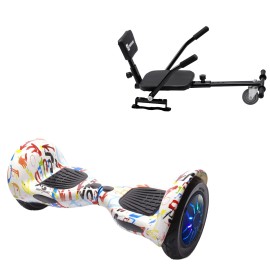 10 inch Hoverboard with Comfort Hoverkart, Off-Road Splash PRO, Extended Range and Black Comfort Seat, Smart Balance